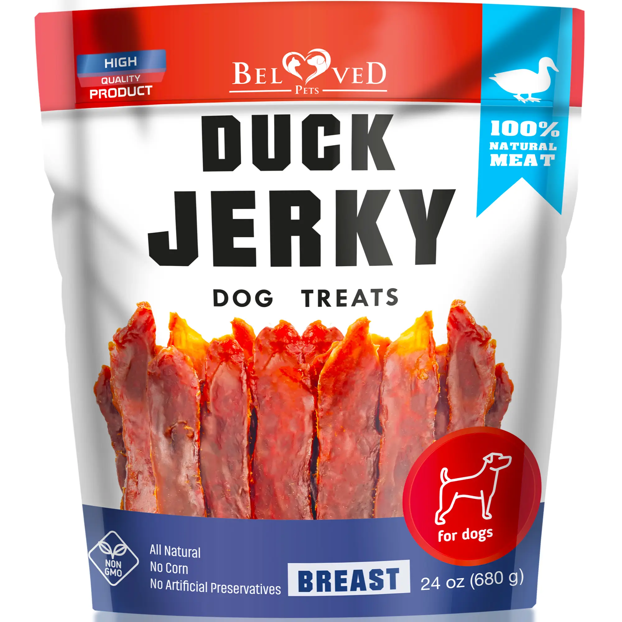 Duck Jerky Dog Treats - Natural High Protein Meat Dried Strips - Best Chews for Training Small & Large Dogs Healthy Chewy