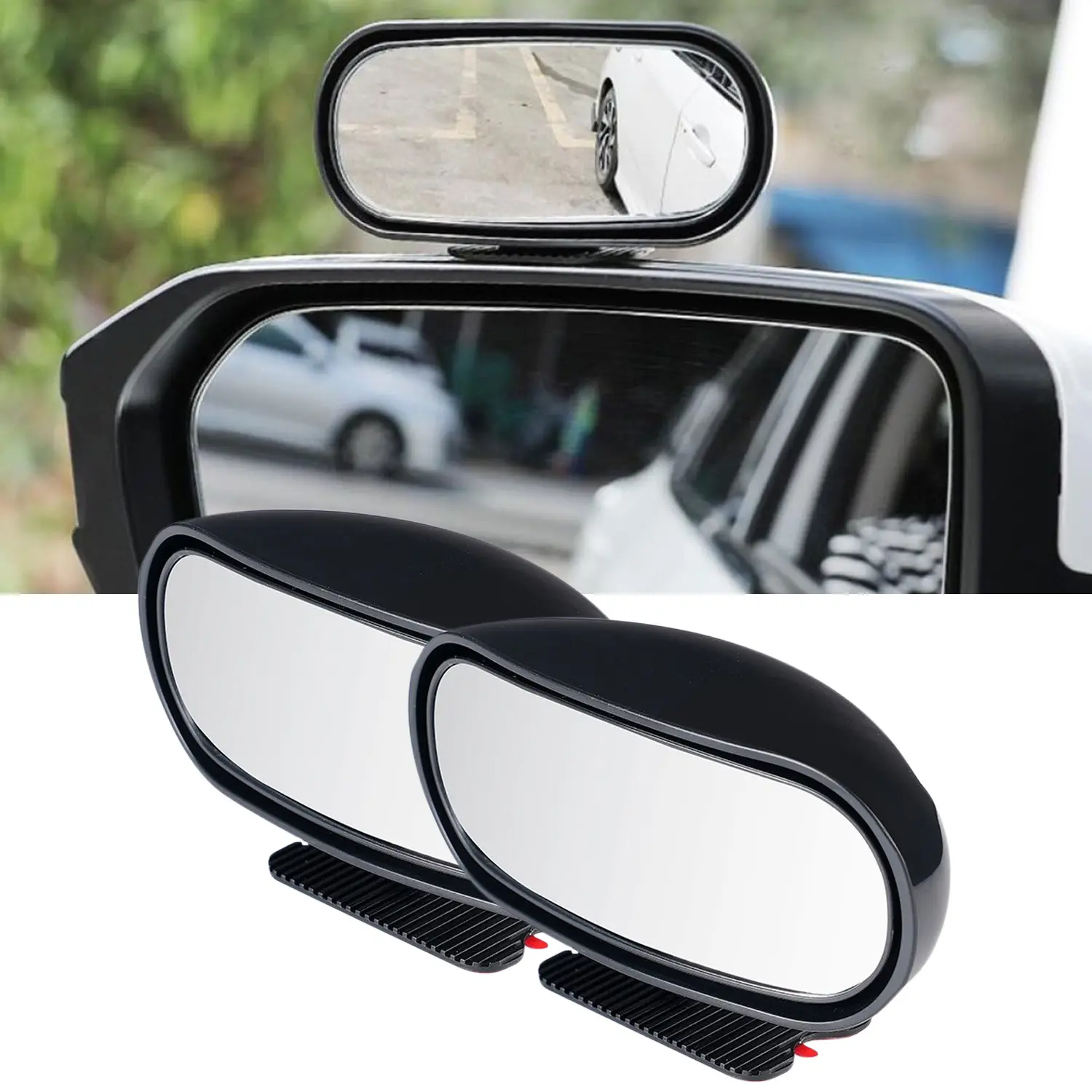 2Pcs 360°Rotatable,Car  Spot Mirror,Stick-On,HD Glass,Universal Fit,for Cars SUVs Trucks,Eliminate  Spots,Easy Install,Enhance Driving Safety
