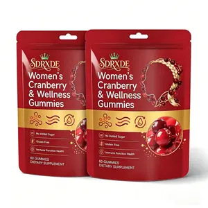 SDRXDE Women's Cranberry Probiotic Dietary Gummies, 2-Pack Value Pack - 60 Sugar-Free Gluten-Free 210g NSF-Certified Edible Fitness Supplement with D-Mannose, Vitamin C, Strawberry Multi-Mineral for Immunity, Feminine Health # Peach Flavor Detox Tea