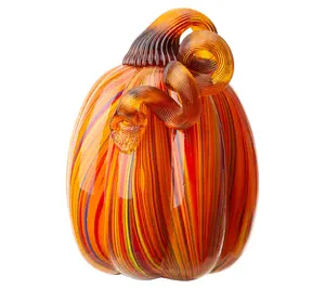 Glitzhome Halloween Harvest Colors Glass Pumpkin