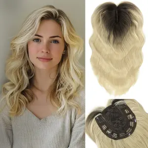 Hair Topper, Wavy Hair Toppers for Women 12inch Natural Looking Hairpiece with Wispy Bangs, Volume Booster Wiglet for Full Coverage, Synthetic Machine Wigs Quick Styling for Party/Date Night/Social/Content Creators