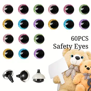 60Pack 18mm 3D Glitter Plastic Safety Eyes with Washers for Amigurumi Animal Moon Eyes Plastic Craft Doll Crochet Eyes for DIY of Puppet, Bear Making Supplies - Home Improvement.