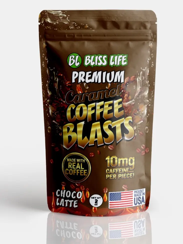 Bliss Life Premium Caramel Coffee Blasts – Choco Latte | Real Coffee Caramels | 10mg Caffeine Per Piece | 2 oz