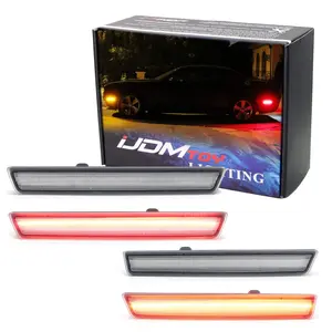 iJDMTOY Clear Lens Amber/Red Full LED Side Marker Light Kit For 2015-22 Dodge Challenger, Powered by Total 180-SMD LED