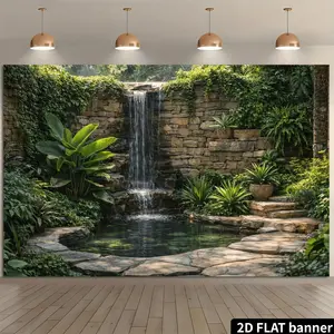 2D Flat Banner Polyester Photography Backdrop, HD Digitally Printed Waterfall Nature Landscape Background Cloth, Soft Lightweight Foldable Photo Background for Studio Shooting, Portrait Photography, Video Content, Product Photos,