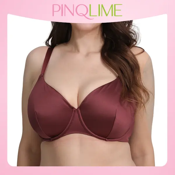 PINQLIME Ruby Women's Plus Size Demi Bra - Soft Nylon Spandex Comfy Unlined Satin Microfiber Cups, Hidden Elastic Supportive Band, Breathable Everyday Womenswear Underwear for Christmas, Halloween, Soft Comfy Bra