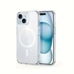 Clear Case for iPhone 17 16 15 14 13 12 11 Transparent Acrylic Magnetic Wireless Charging Cover with Precise Cutouts and Full Protection