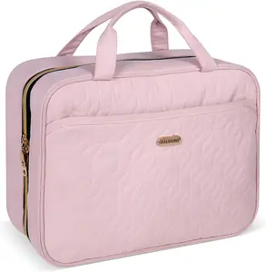 Pink Toiletry Bag, Makeup Organizer, Travel Bag for Women & Men, Waterproof with Hanging Hook, Large Capacity Collapsible Shower Caddy, Portable Vanity Bag, Zip Folding Durable, Travel Essentials, Cosmetic Case