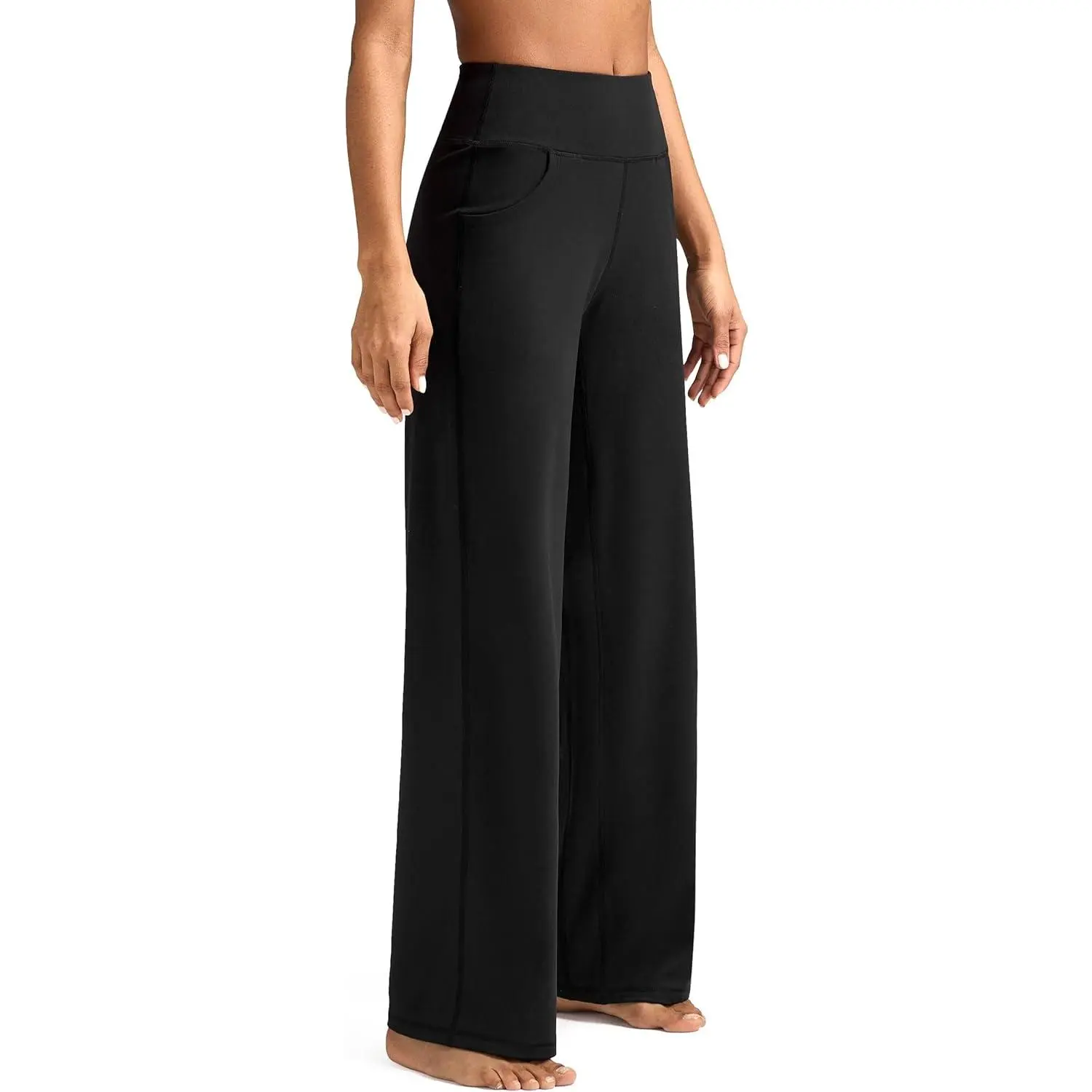 Wide Leg Pants Women High-Waisted Yoga Work Dress Pants with Pockets, Casual Sweatpants, Petite/Regular
