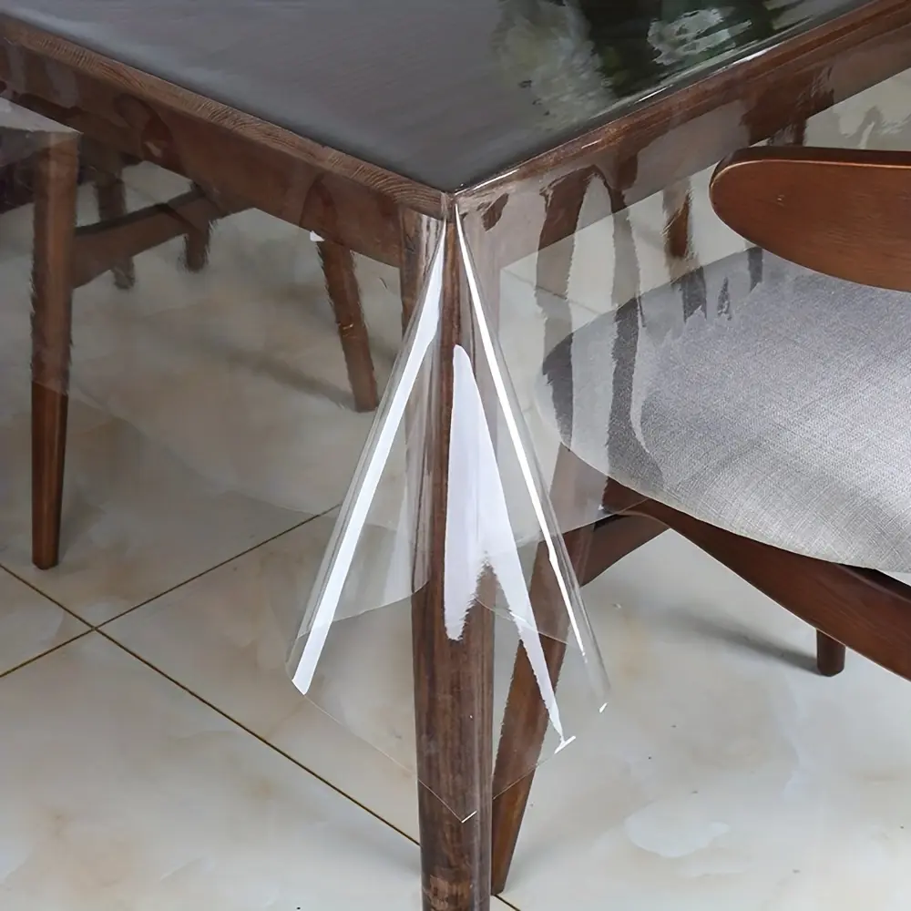 Transparent Tablecloth, 1 Count Table Cover, Washable Table Cover, Thickened Tablecloth for Dining, Parties and Camping, Customizable for Home Decor, Picnic Table Cover