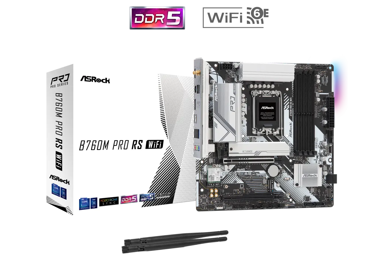 ASRock B760M PRO RS WiFi LGA 1700 Intel B760 Micro ATX Motherboard