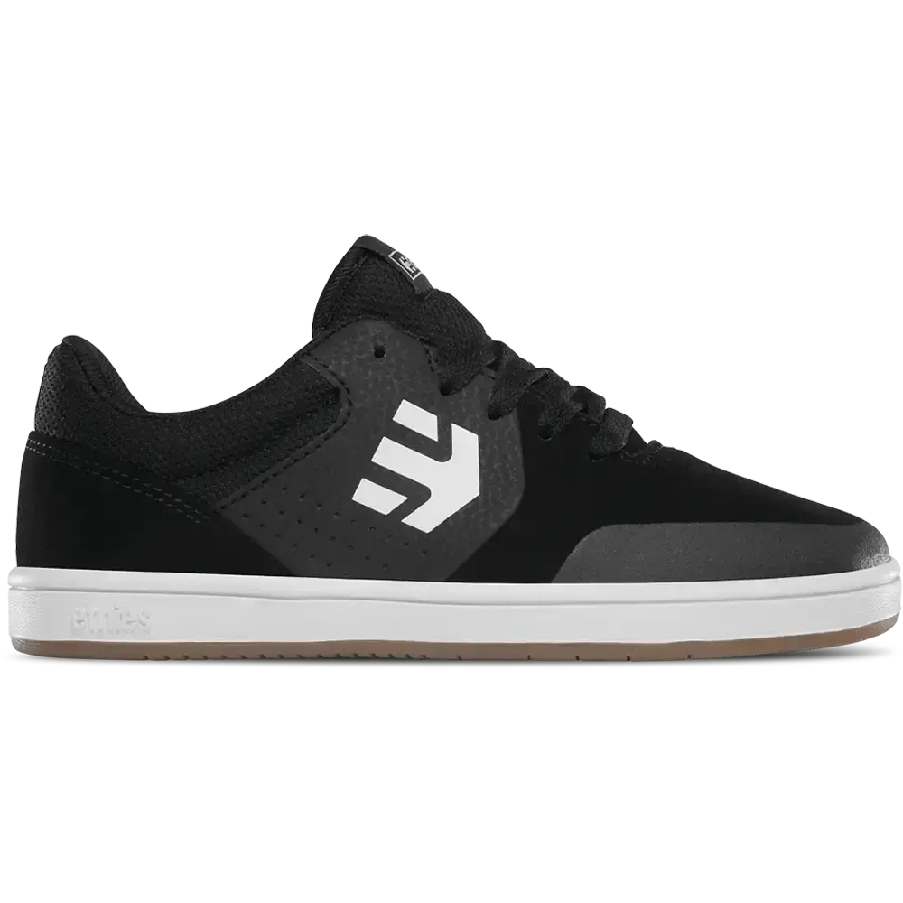 etnies Kids Marana Michelin Black/Gum/White Youth Skate Shoes - Little Kid & Big Kid Sizes 10C-13C and 1C-7C, Cupsole Skate Sneakers with 3x More Durable Michelin Outsole, Fused Rubber Toe Cap, Hidden Lace Loops & STI Evolution Foam Midsole