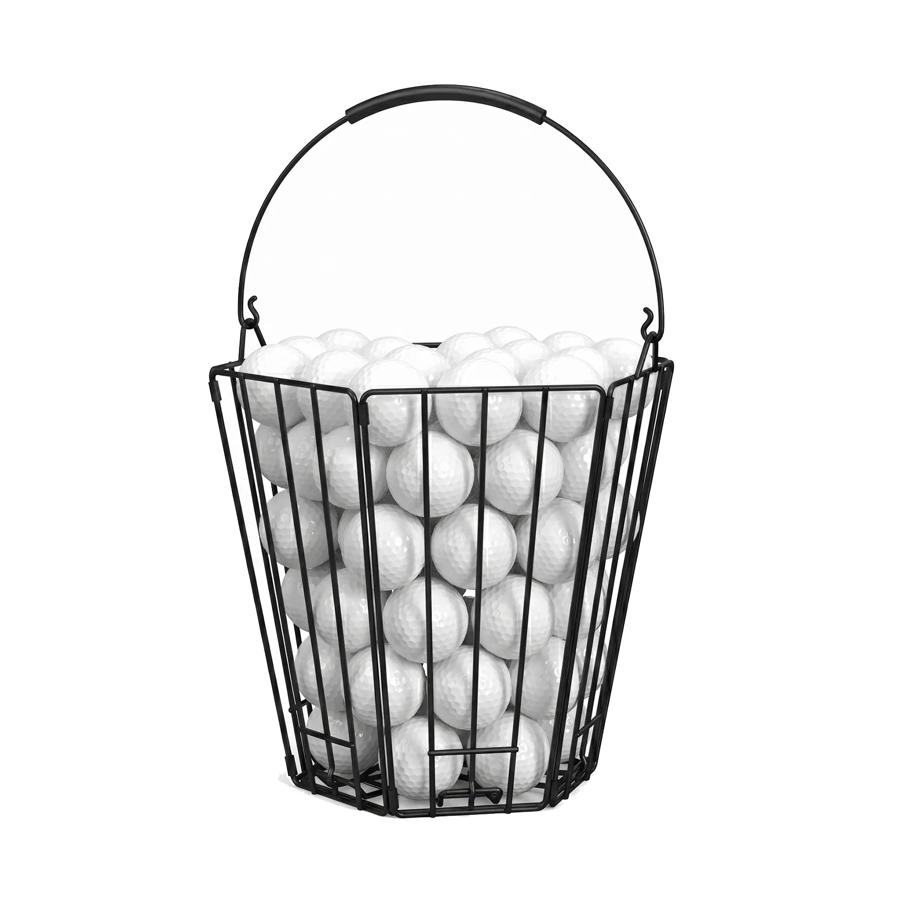 Foldable Golf Ball Basket, Collapsible Range Bucket | Metal wire basket holds up to 100 balls and folds flat for driving range, garage, and practice setup.
