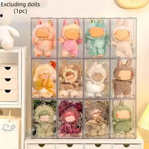 Acrylic Storage Box Organiser, Clear Multilayer Storage for Labubu Skull Panda Dolls, Stackable Dustproof Case, Miniature Doll Display Holder, Bedroom Nightstand Decor, Stackable Home Organizer, Acrylic Storage Container