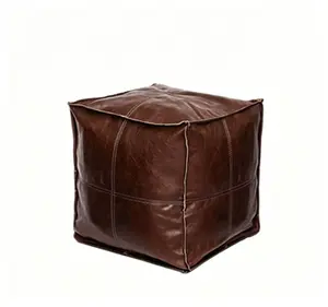 15.7-inch square ottoman cover needs to be filled, an artificial leather storage DIY ottoman with a zipper, scratch-resistant and easy to clean. Suitable for living rooms and bedrooms. Can store clothes and blankets. Home decor sofa furniture.