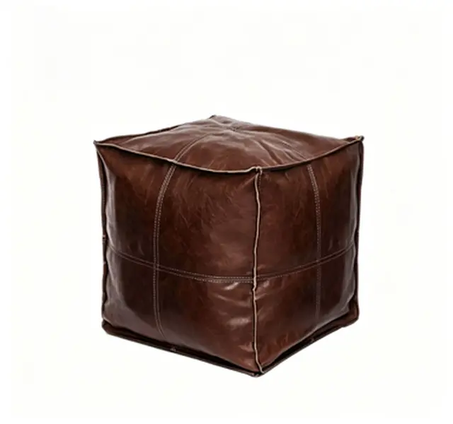 Adjustable 15.7-in Square Artificial Leather Storage Ottoman with Unfilled Cover, Adjustable Filling, Zipper, Scratch-Resistant, Easy-to-Clean, for Living Room, Bedroom Home Decor Sofa Furniture (Stores Clothes, Blankets)