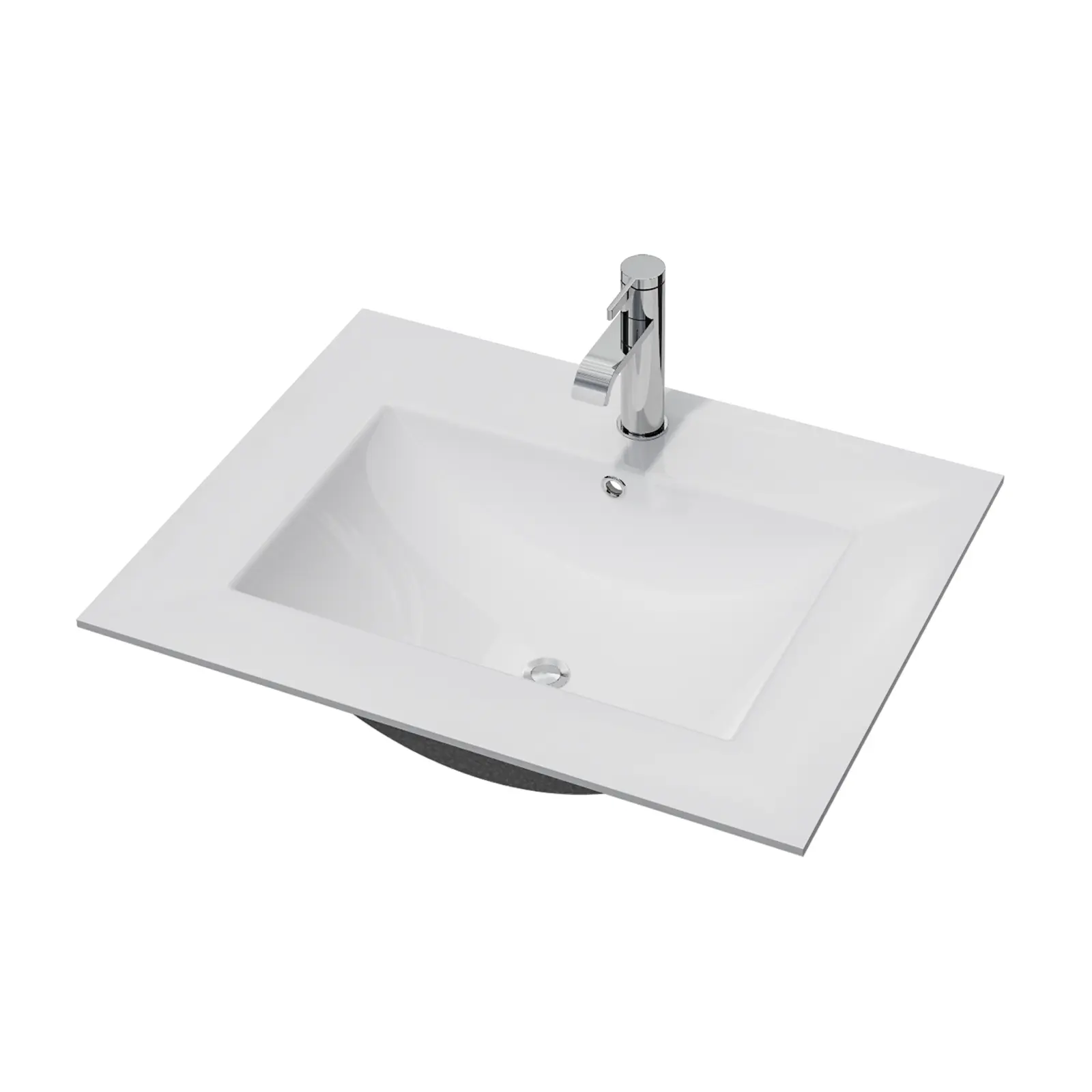 24" Undermount Bathroom Sink, White Rectangular Ceramic Vanity Sink Top with Overflow, Porcelain Under Counter Lavatory Vanity Sink for Small Bathrooms