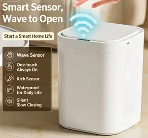 Smart Induction Trash Can, Wave & Kick Automatic Opening Electric Bin with Lid for Home Living Room