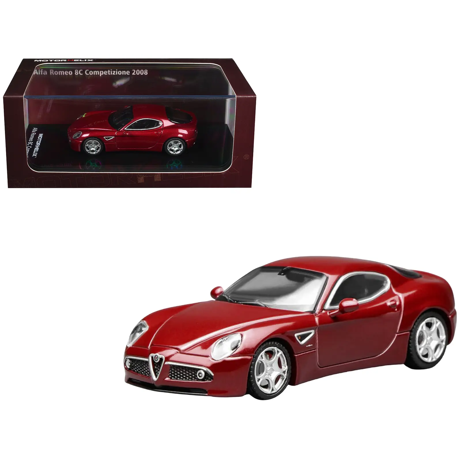 2008 Alfa Romeo 8C Competizione Competition Red Metallic 1/64 Diecast Model Car by MotorHelix