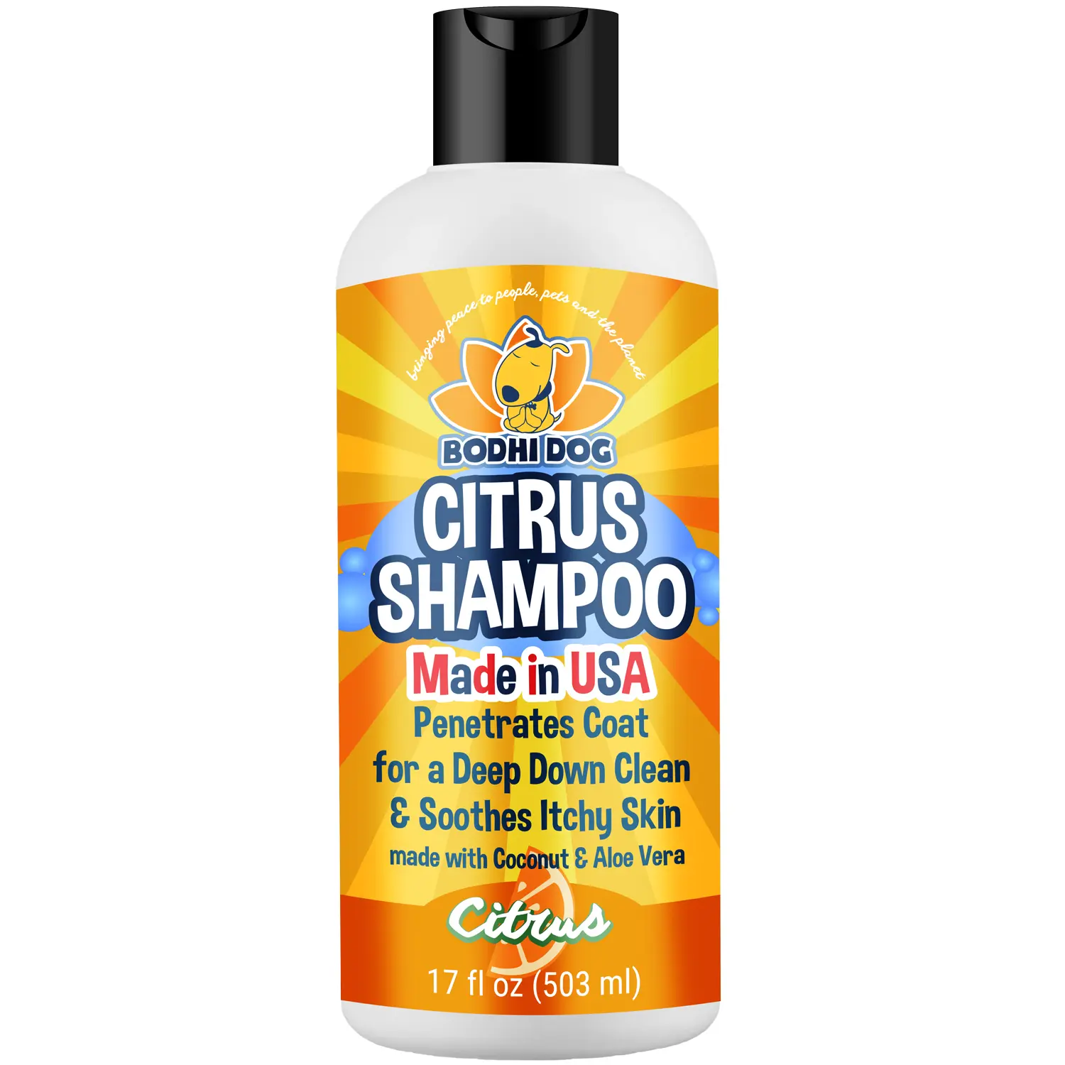 Citrus Shampoo - Deep Cleaning Formula with Coconut & Aloe Vera - Made in USA by Bodhi Dog - Natural Soothing & Moisturizing for Pet Dogs & Puppies