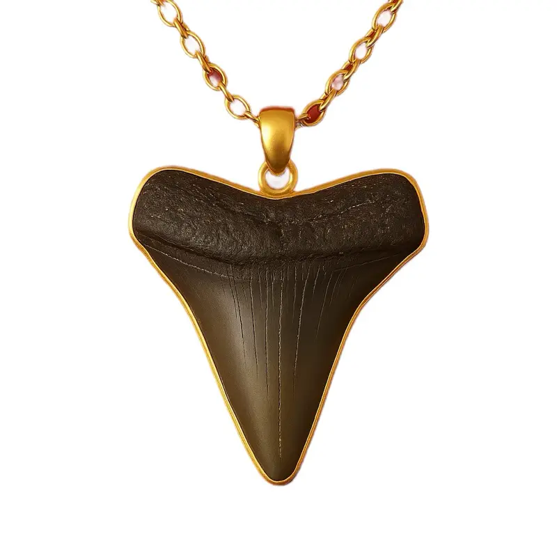 Relic of the Deep Fossil Shark Tooth Necklace with Gold-Tone Chain and Pendant
