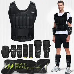 Beat Boost Adjustable Weighted Vest - 20-60lb Steel Plates for Men Women | Strength Training, Running, Walking Workout | Fitness Belt for Efficient Fat Burn