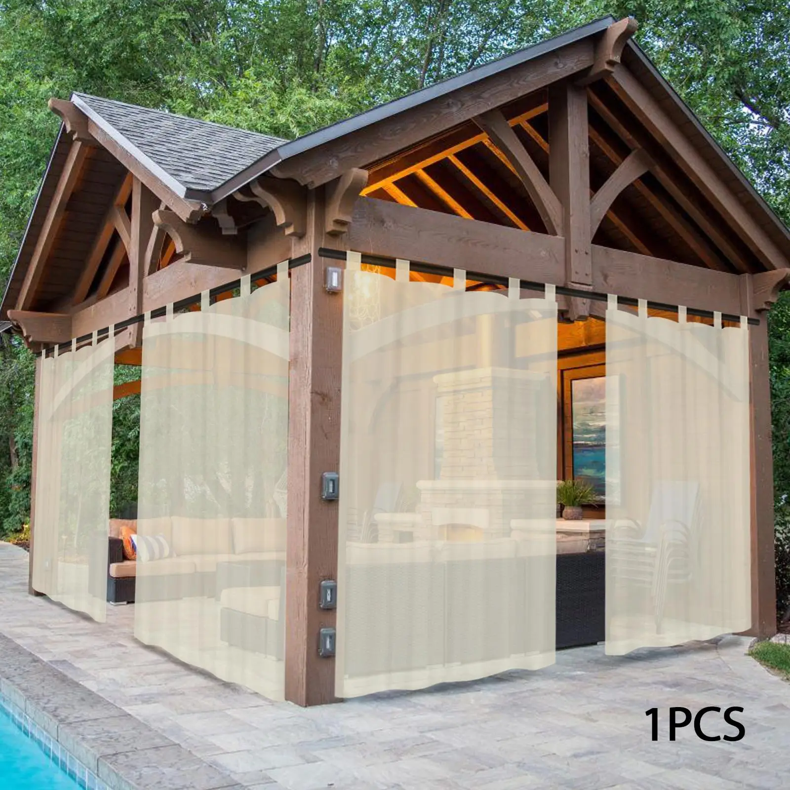 Outdoor Waterproof Curtain, Modern Simple Curtain, Durable Curtain for Lawn Garden Patio Yard, Home Decor