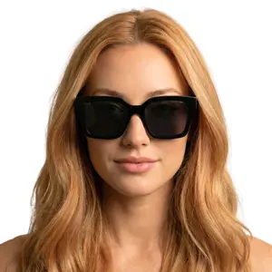 DAX EYEWEAR Wylie Sunglasses - Black Frame with Dark Black Lens, Hair-Friendly, Tangle-Free, UV400 Protection, Large Polycarbonate Frame, Stylish Glasses