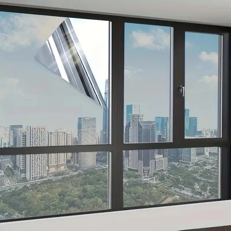 Privacy & Sunshade One-Way Mirror Window Film PVC, Energy-Saving Reflective Coating, Easy Installation for Home Office Use