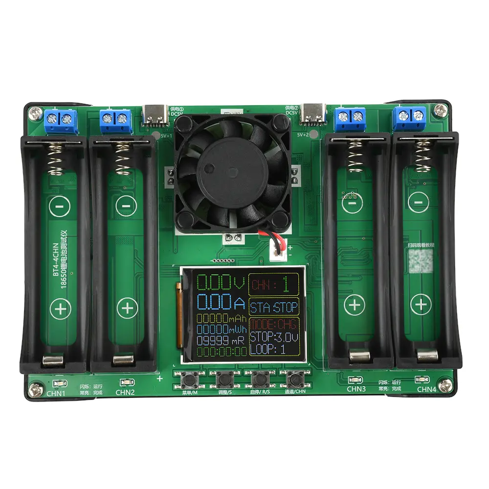 4 Channel 18650 Battery Capacity Internal Resistance Tester Auto Charge Discharge Digital Battery Power Detector Module 18650 Lithium Battery Capacity Tester