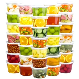 60 Sets (120-Piece) Deli Containers with Lids 8-32 oz, Leak-Proof & BPA Free Airtight Takeout Plastic Food Storage Containers for Soup, Freezer/Microwave/Dishwasher Safe