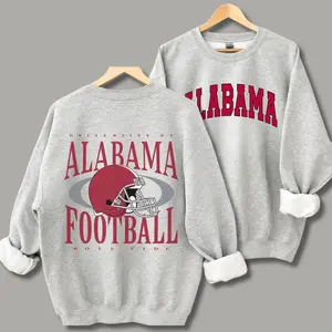 Alabama 2 Side Football Vintage Sweatshirt, Alabama Vintage Hoodie and T-Shirt, Vintage College Classic Unisex Pullover Crewneck Sweatshirt, Gift for Fans Casual Cotton Hoodie