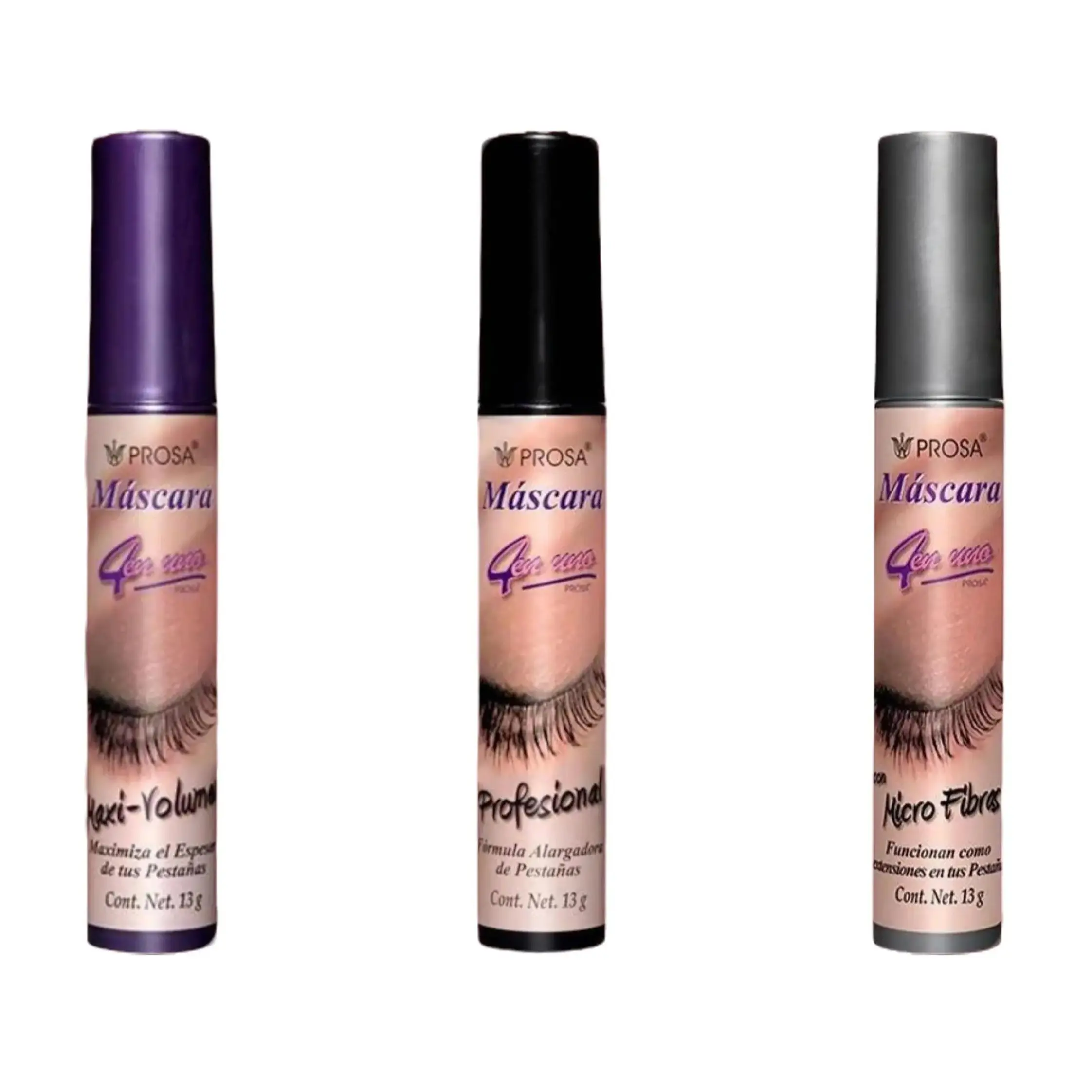 Prosa 4 en 1 Eyelash Mascaras with Waterproof Formula, and Eyeliners, Super Volume, Long Lasting Makeup Silicone Cosmetic Smooth Easy Application