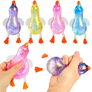 Glitter Duck Squishy Stress Relief Toy, Sensory Fidget Toy with a Cute Duck Design, Anxiety Relief Squishy that Helps Relieve Stress and Ease Anxiety, Suitable for Both Children and Adults