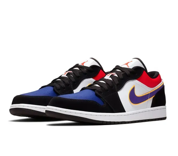 Air Jordan 1 Low SE Lakers Top 3 Low Top Sneakers Multicolor Leather Basketball Shoes Casual Street Footwear For Men Women