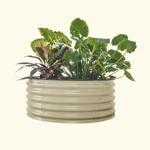 17" Tall 42" Wide Round Metal Raised Garden Bed Kit Heavy Duty Planter Pot for Small Veggie Patches Outdoor Planters