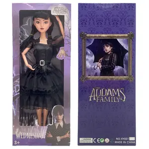 New Wednesday Addams Black Gothic Gown Horror Action Figure Children Toys Addams DIY Model Holiday Birthday Gift Model Prop