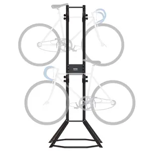 VEVOR 4 Bike Storage Rack, TikTokShopBlackFriday, Free Standing Gravity Wall Vertical Bike Rack, Fully Adjustable Bike Rack Garage, Sturdy Steel & Easy Assemble, for Garage, Living Room, Shed, Holds Up to 260 lbs Black Organiser Set