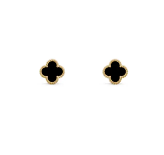 Pre-owned Van Cleef & Arpels Sweet Alhambra earstuds 18K yellow gold, black onyx，full set