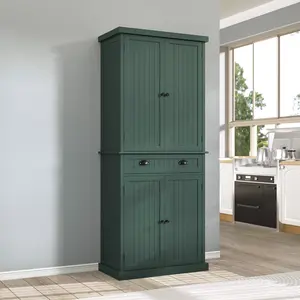 Aesthetic & Multi - Functional Kitchen Pantry Cabinet - Large Storage Hutch with Double - Door Cabinets, Slide - Out Drawer & Door Racks, Durable, Easy to Clean & Assemble, Perfect for Kitchen, Living Room, Dining Room