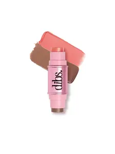 DIBS Beauty Mini GlowTour Duo - Starlit Peachy Coral Glow & Light Cool Beige Contour - Ultra-Creamy Blush-Highlighter for Full-Face Glow-Up Cosmetic Makeup