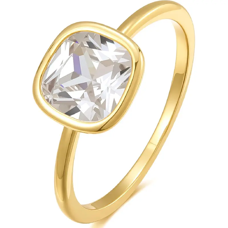 espere 2 Carat Bezel Set Solitaire Enagement Ring| Oval Cut CZ Promise Simple Bridal Ring