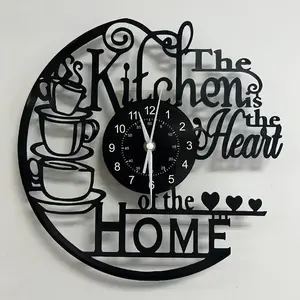 1pc Vinyl Record Wall Clock, Black Glue Record Wall Clock, Silent Clock, for Living Room Bedroom, Room Decor, Home Decor, Kitchen, Office Decor, Bar, Cafe, Coffee Shop Hanging Ornament Wall Clock Wireless