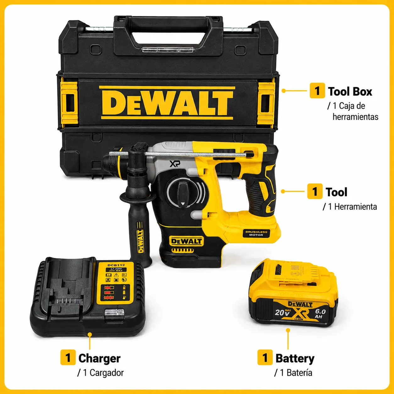 DEWALT DCH273 Cordless Brushless Rotary Hammer Kit With Battery & Charger