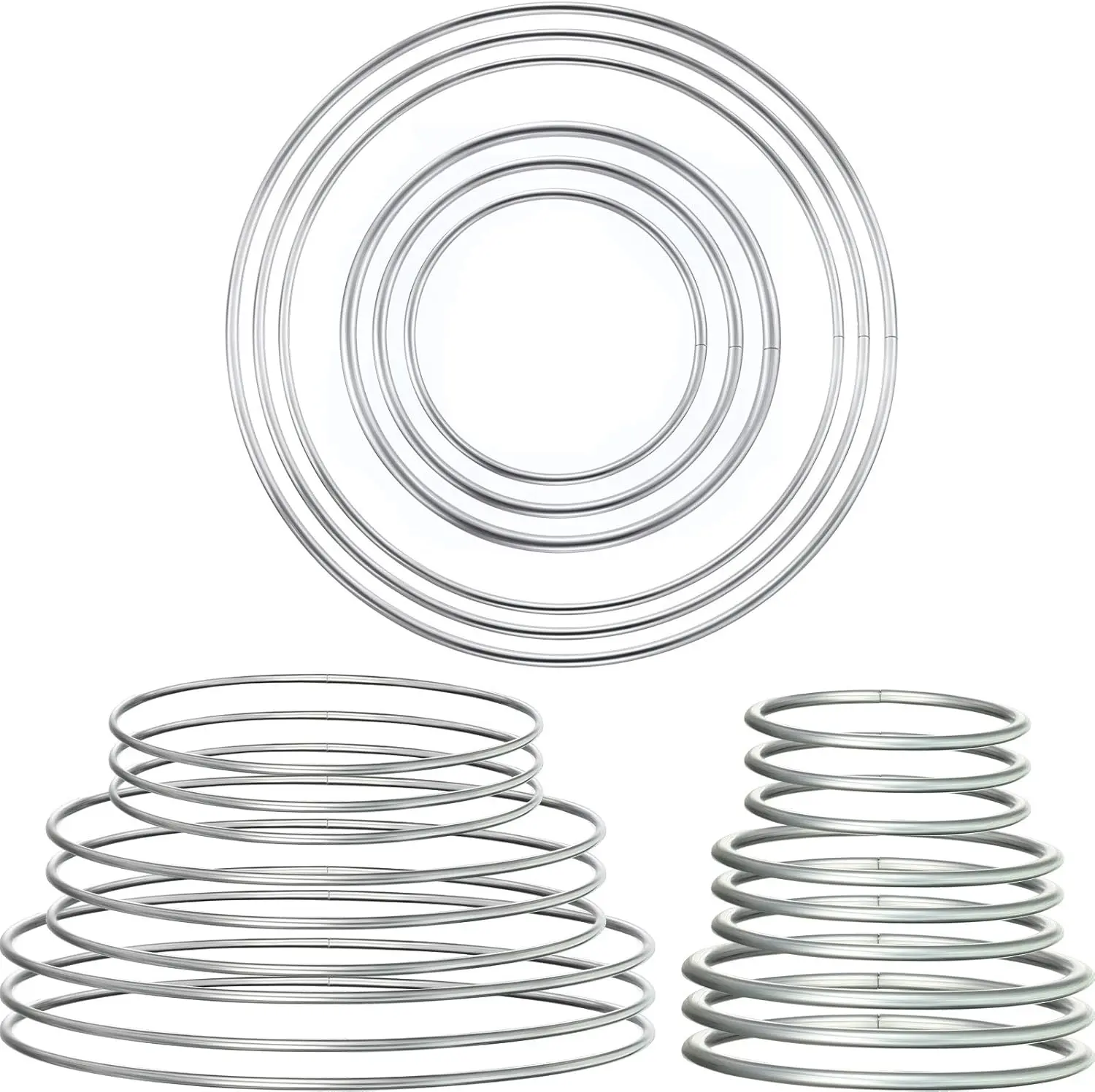 24Pcs Durable Customizable Silver Steel Circle Metal Hoops - 1.2 inch, 2.76in, 4in, 3mm Smooth Finish Macrame Floral Ornaments for Family Wedding Wreath, Macrame DIY Projects (Home Improvement, Building Supplies, Wallpaper & Wall Trim), Christmas
