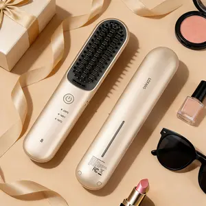 【Wireless Freedom】HS1 Cordless Straightening Brush - 40 Min Runtime, Fast Heat, Double-Layer Anti-Scald, Travel-Friendly, Style Anywhere, Anytime