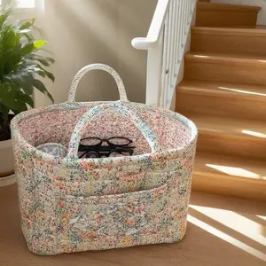 Fabric Storage Basket Organizer, Collapsible Storage Baskets, Floral Pattern Basket, Multipurpose Basket, Home Decorative Bin for Living Room & Bedroom, Durable Multi-Purpose Container for Organizing Essentials