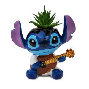 Disney Lilo & Stitch Elvis 6-Inch Ceramic Mini Planter With Artificial Succulent