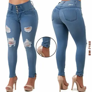 B7160 colombian luxury Jeans Color Blue Fashion Womenswear