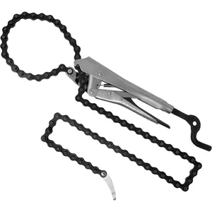 Locking Chain Pliers, Removable 48″ Chain, Holds Up To 14" Diameter Pipes, Unique Easy Open Crank Handle, Quick Release Trigger, PFC1048